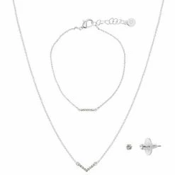 LC Lauren Conrad Silver Tone Bar And Stone 3 Piece Set