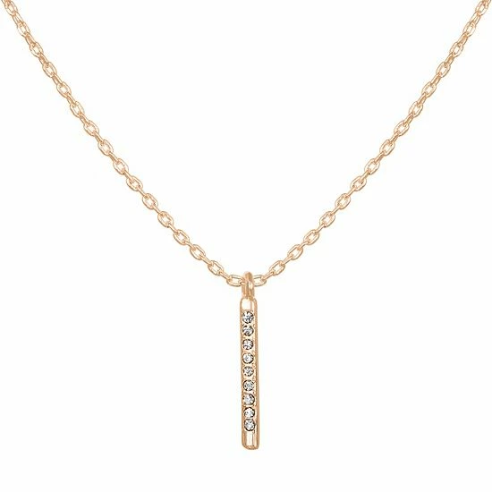 LC Lauren Conrad Rose Gold Tone Pave Stick Nickel Free Pendant Necklace 1 LC Lauren Conrad Rose Gold Tone Pave Stick Nickel Free Pendant Necklace