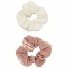 LC Lauren Conrad Pink & White Textured 2-piece Scrunchie Set