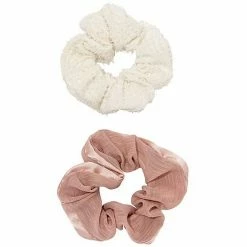 LC Lauren Conrad Pink & White Textured 2-piece Scrunchie Set