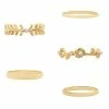 LC Lauren Conrad 5 Pack Gold Pearl, Roses, Vines Ring Set