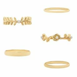 LC Lauren Conrad 5 Pack Gold Pearl, Roses, Vines Ring Set