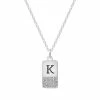 LC Lauren Conrad Silver Tone Cubic Zirconia Initial Mini Dog Tag Necklace