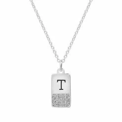 LC Lauren Conrad Silver Tone Cubic Zirconia Initial Mini Dog Tag Necklace -LC Lauren Conrad Shop unnamed file 3427