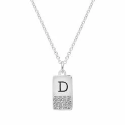 LC Lauren Conrad Silver Tone Cubic Zirconia Initial Mini Dog Tag Necklace -LC Lauren Conrad Shop unnamed file 3431