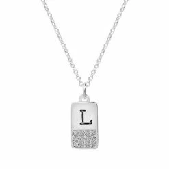LC Lauren Conrad Silver Tone Cubic Zirconia Initial Mini Dog Tag Necklace -LC Lauren Conrad Shop unnamed file 3432