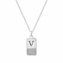 LC Lauren Conrad Silver Tone Cubic Zirconia Initial Mini Dog Tag Necklace -LC Lauren Conrad Shop unnamed file 3433