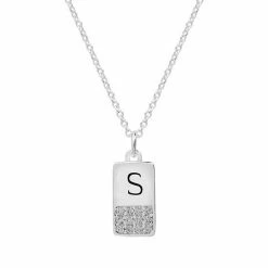 LC Lauren Conrad Silver Tone Cubic Zirconia Initial Mini Dog Tag Necklace -LC Lauren Conrad Shop unnamed file 3435