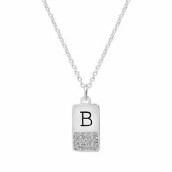 LC Lauren Conrad Silver Tone Cubic Zirconia Initial Mini Dog Tag Necklace -LC Lauren Conrad Shop unnamed file 3436