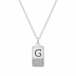 LC Lauren Conrad Silver Tone Cubic Zirconia Initial Mini Dog Tag Necklace -LC Lauren Conrad Shop unnamed file 3439