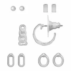 LC Lauren Conrad Mini Curved Link Nickel Free 5-Pair Hoop Earring Set