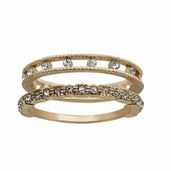 LC Lauren Conrad Gold Tone Pave Band Set