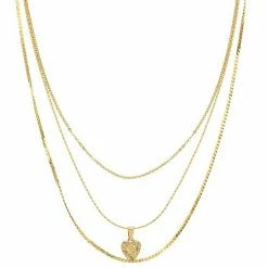 LC Lauren Conrad 3 Row Multi Chained Heart Pendant Necklace