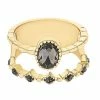 LC Lauren Conrad Gold Tone Black Crystal 2-Row Ring