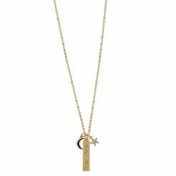 LC Lauren Conrad Silver Dream Moon & Stars Necklace Gold Tone