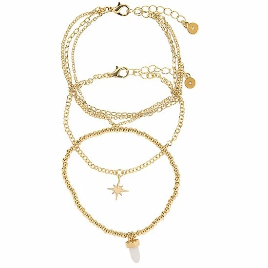 LC Lauren Conrad 3 Pack Semi Charm Bracelet Set 1 LC Lauren Conrad 3 Pack Semi Charm Bracelet Set