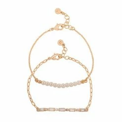 LC Lauren Conrad Simulated Pearl And Baguette Nickel Free Bracelet Set
