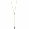 LC Lauren Conrad Rose Gold Tone Blue Crystal Y-Necklace