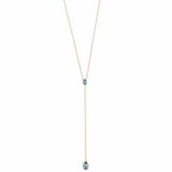 LC Lauren Conrad Rose Gold Tone Blue Crystal Y-Necklace