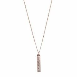 LC Lauren Conrad Rose Gold Tone Openwork Baguette Pendant Necklace