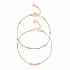 LC Lauren Conrad Rose Gold Tone Clean Metal Ball Nickel Free Stretch Bracelet Set