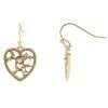 LC Lauren Conrad Floral Cutout Heart Drop Earrings