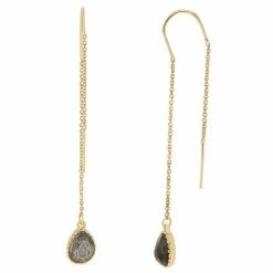 LC Lauren Conrad Gold Tone Black Crystal Teardrop Threader Earrings