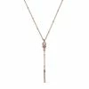 LC Lauren Conrad Rose Gold Tone Crystal & Drop Bar Y Necklace