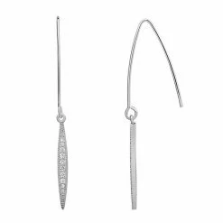 LC Lauren Conrad Silver Tone Thin Pave Linear Nickel Free Earrings