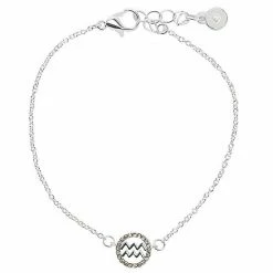 LC Lauren Conrad Silver Tone Crystal Aquarius Zodiac Sign Bracelet