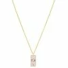 LC Lauren Conrad Gold Tone Crystal Cancer Enamel Rectangular Pendant Necklace