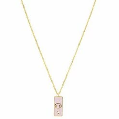 LC Lauren Conrad Gold Tone Crystal Cancer Enamel Rectangular Pendant Necklace