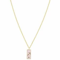 LC Lauren Conrad Gold Tone Crystal Sagittarius Enamel Rectangular Pendant Necklace