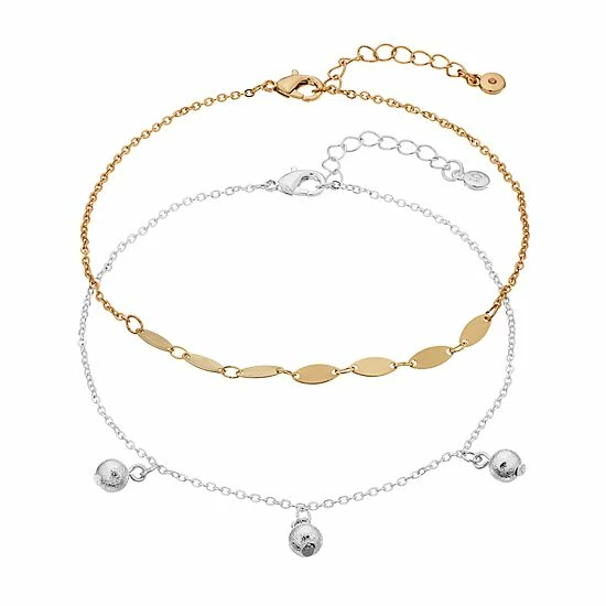 LC Lauren Conrad Two-Tone Ball Drop Anklet 1 LC Lauren Conrad Two-Tone Ball Drop Anklet