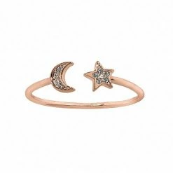 LC Lauren Conrad Silver Tone Pave Moon And Star Open Nickel Free Ring