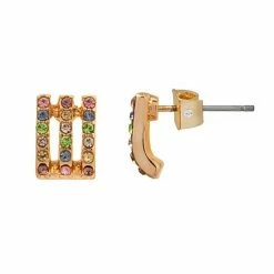 LC Lauren Conrad Rainbow Pave Curved Nickel Free Button Earrings