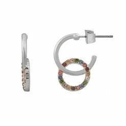 LC Lauren Conrad Rainbow Pave Linked Nickel Free Hoop Earrings