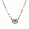 LC Lauren Conrad Link Chain Halo Pendant Necklace Rose Gold Tone