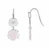 LC Lauren Conrad Silver Tone & Rubberized Openwork Flower Nickel Free Drop Earrings
