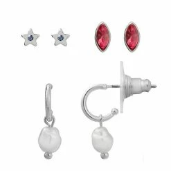 LC Lauren Conrad Star, Marquis, And Faux Freshwater Pearl Set Of 3 Nickel Free Earrings