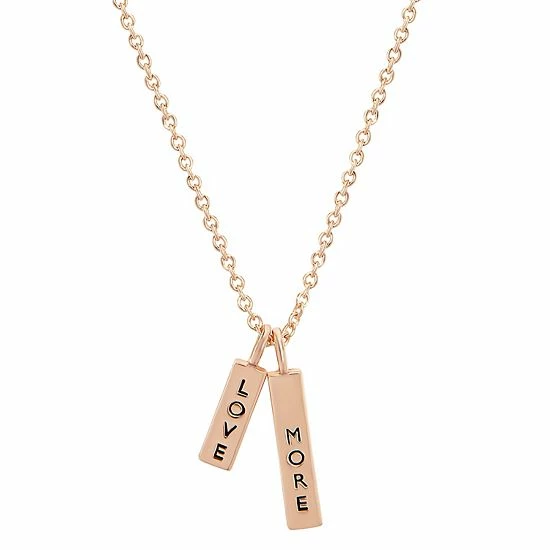 LC Lauren Conrad "Love More" Engraved Bracelet & Necklace Set Rose Gold Tone 3 LC Lauren Conrad "Love More" Engraved Bracelet & Necklace Set Rose Gold Tone - Image 3