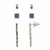 LC Lauren Conrad Rainbow Pave Set Of 3 Nickel Free Earrings