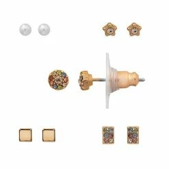 LC Lauren Conrad Geometric Rainbow Pave Set Of 5 Nickel Free Stud Earrings