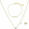 LC Lauren Conrad Gold Tone Green Stacked Delicate Stones 3 Piece Set