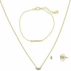 LC Lauren Conrad Gold Tone Green Stacked Delicate Stones 3 Piece Set