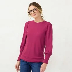 Women's LC Lauren Conrad Lounge Balloon-Sleeve Top Wine Chalet -LC Lauren Conrad Shop unnamed file 363