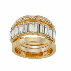 LC Lauren Conrad Baguette Ring Set Gold Tone