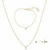 LC Lauren Conrad Gold Tone Delicate Floating Stone 3 Piece Set