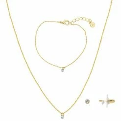 LC Lauren Conrad Gold Tone Delicate Floating Stone 3 Piece Set