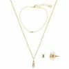 LC Lauren Conrad Gold Tone Pink Baguette 3 Piece Set